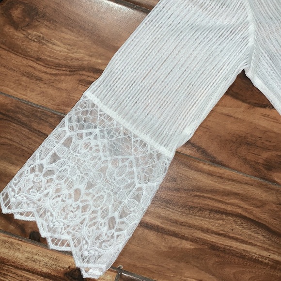 Sz S | sheer white lace long open front cardigan - new - Picture 4 of 4